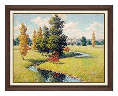 Vintage Arthur Sarnoff Original Oil Painting On Canvas Signed Landscape Illustration Art