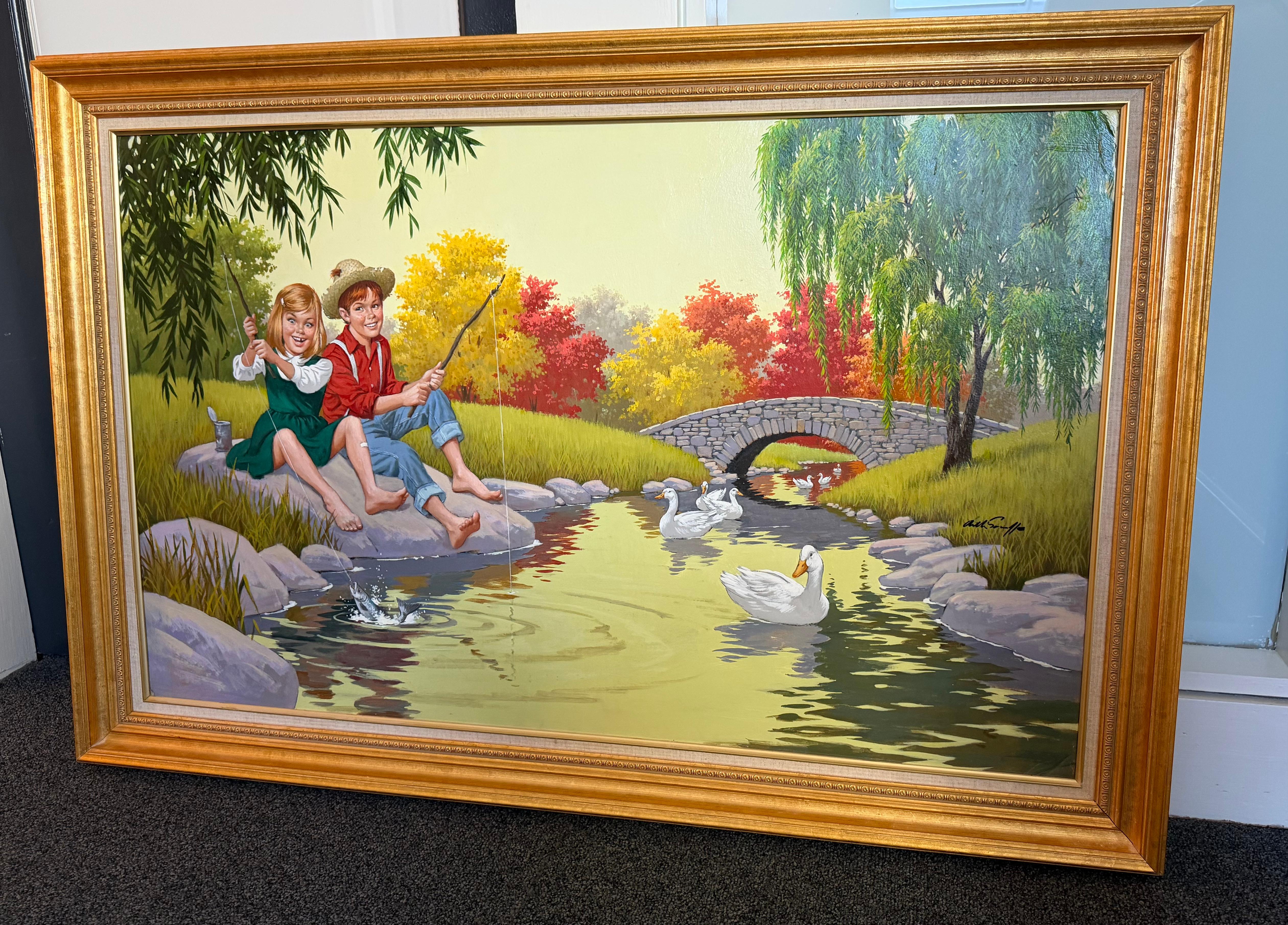 Junge & Mädchen beim Fischen im Angebot 2