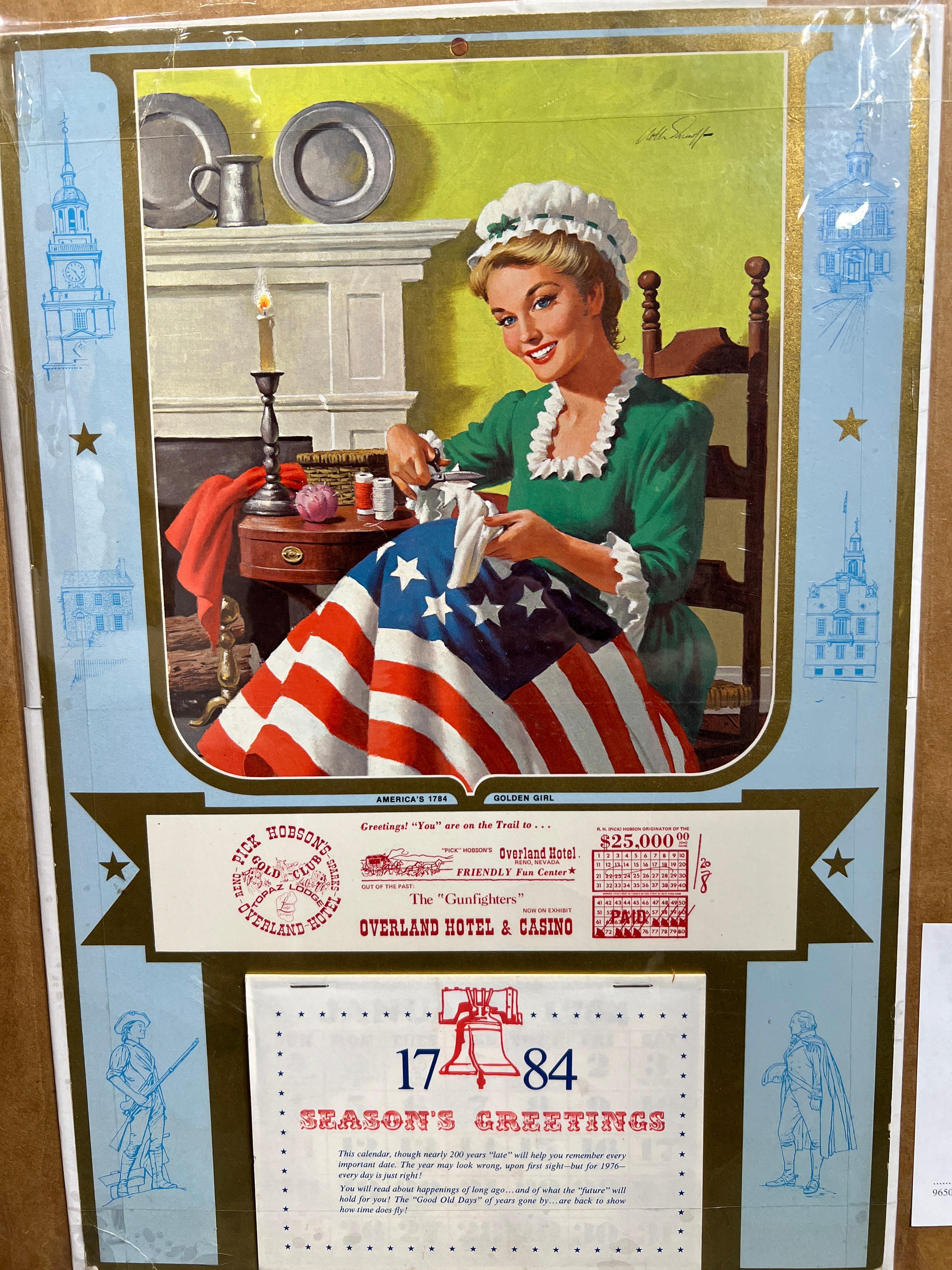 Preparando la Bandera, la Chica Dorada de América de 1784
Arthur Sarnoff (estadounidense, 1912-2000)
Firmado arriba a la derecha
28 x 24 pulgadas
31,5 x 26,5 pulgadas con marco

VER FOTO:

**Utilizado para el calendario de pared del Bicentenario de
