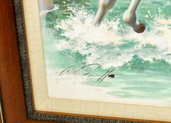 Originalgemälde auf Karton von Arthur Saron Sarnoff, „Läufer laufen im Fluss“