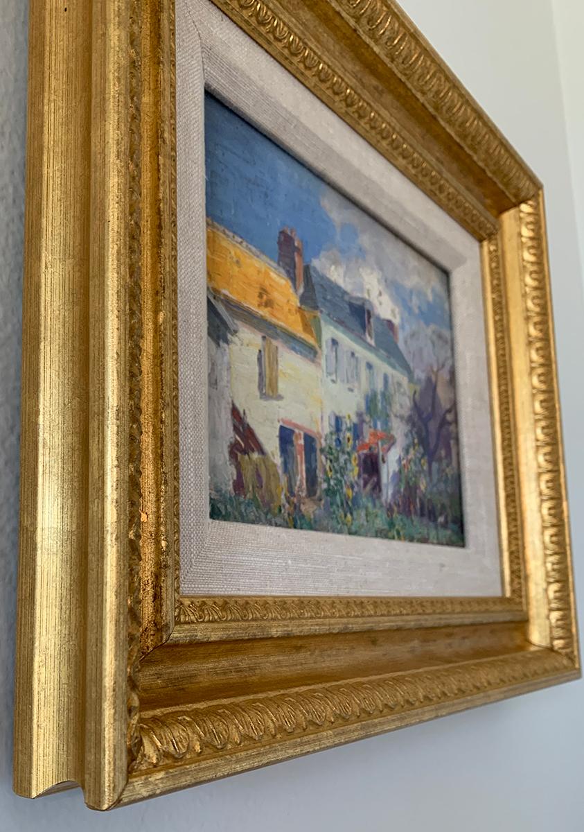 „Impressionistische Landschaft mit Haus“ von Arthur Schneider, Öl auf Leinwand im Angebot 1