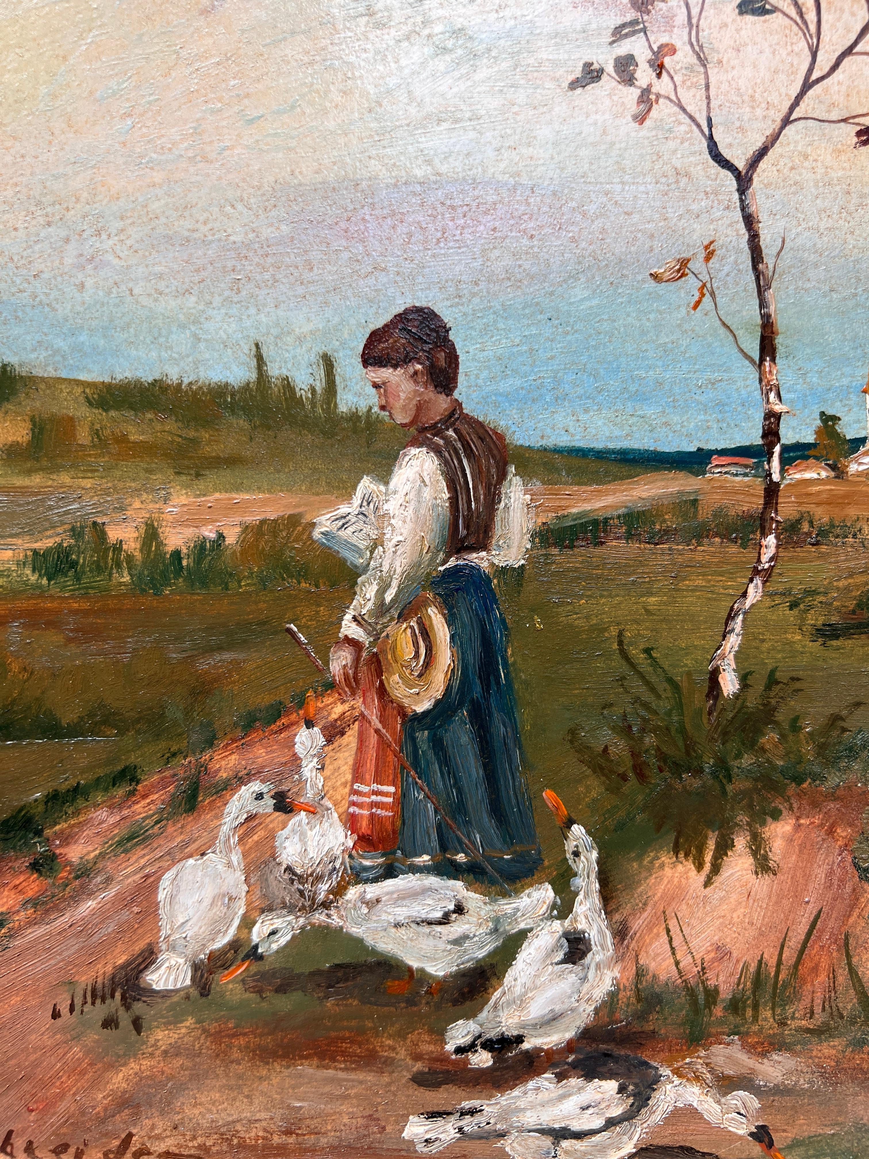 Listado Artista Americano Arthur Schneider (1866-1943 Antiguo Óleo sobre tabla Pintura en venta 2