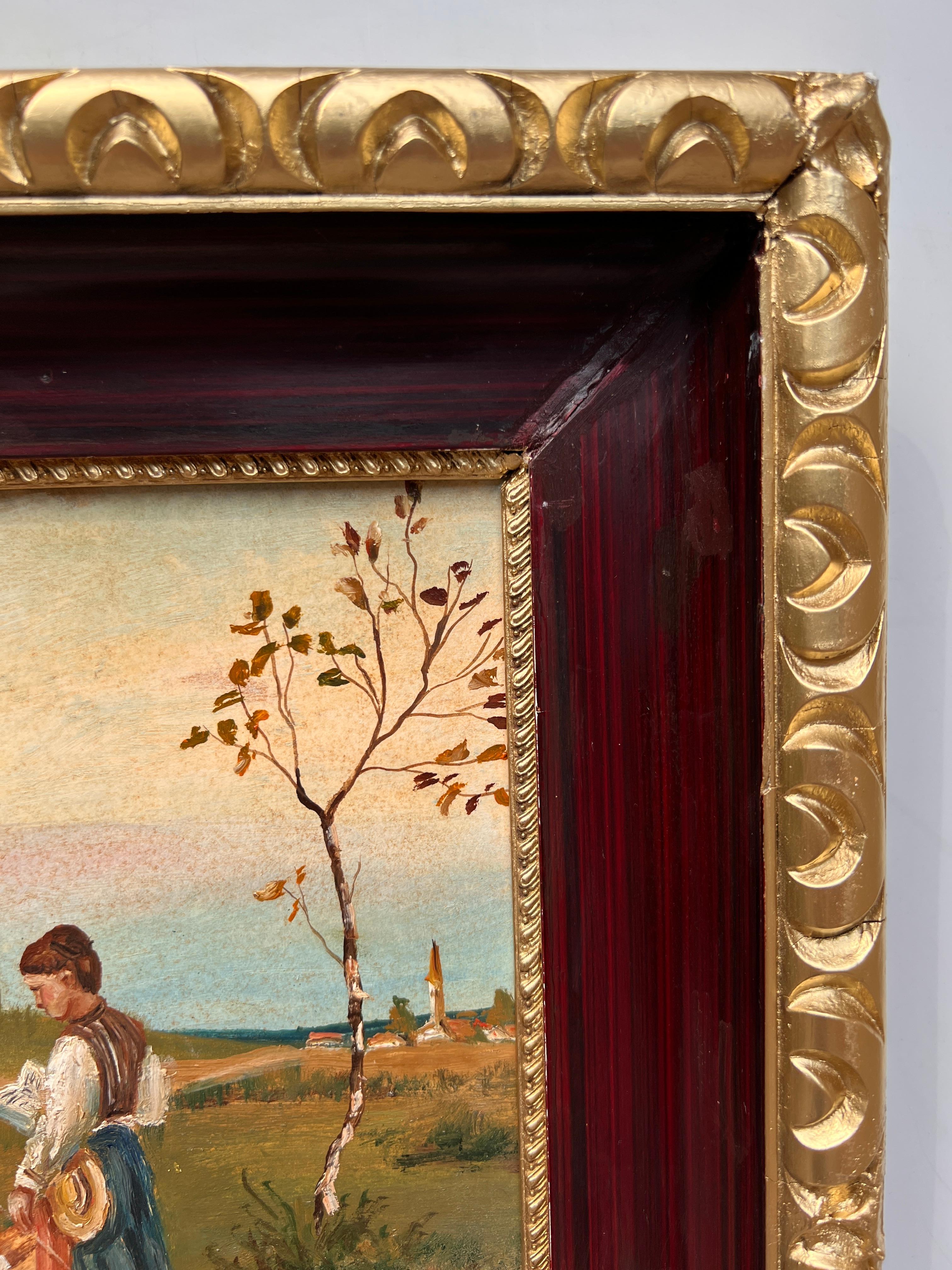 Listado Artista Americano Arthur Schneider (1866-1943 Antiguo Óleo sobre tabla Pintura en venta 5