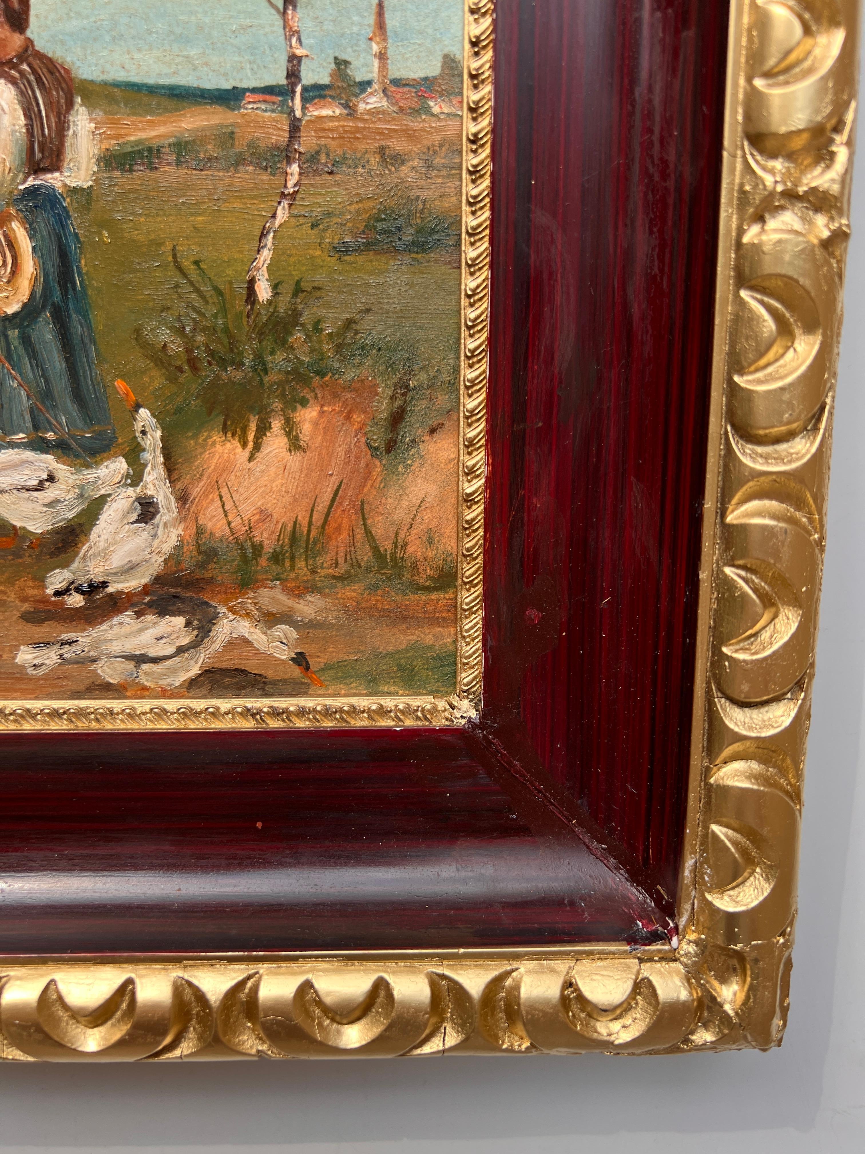 Listado Artista Americano Arthur Schneider (1866-1943 Antiguo Óleo sobre tabla Pintura en venta 6
