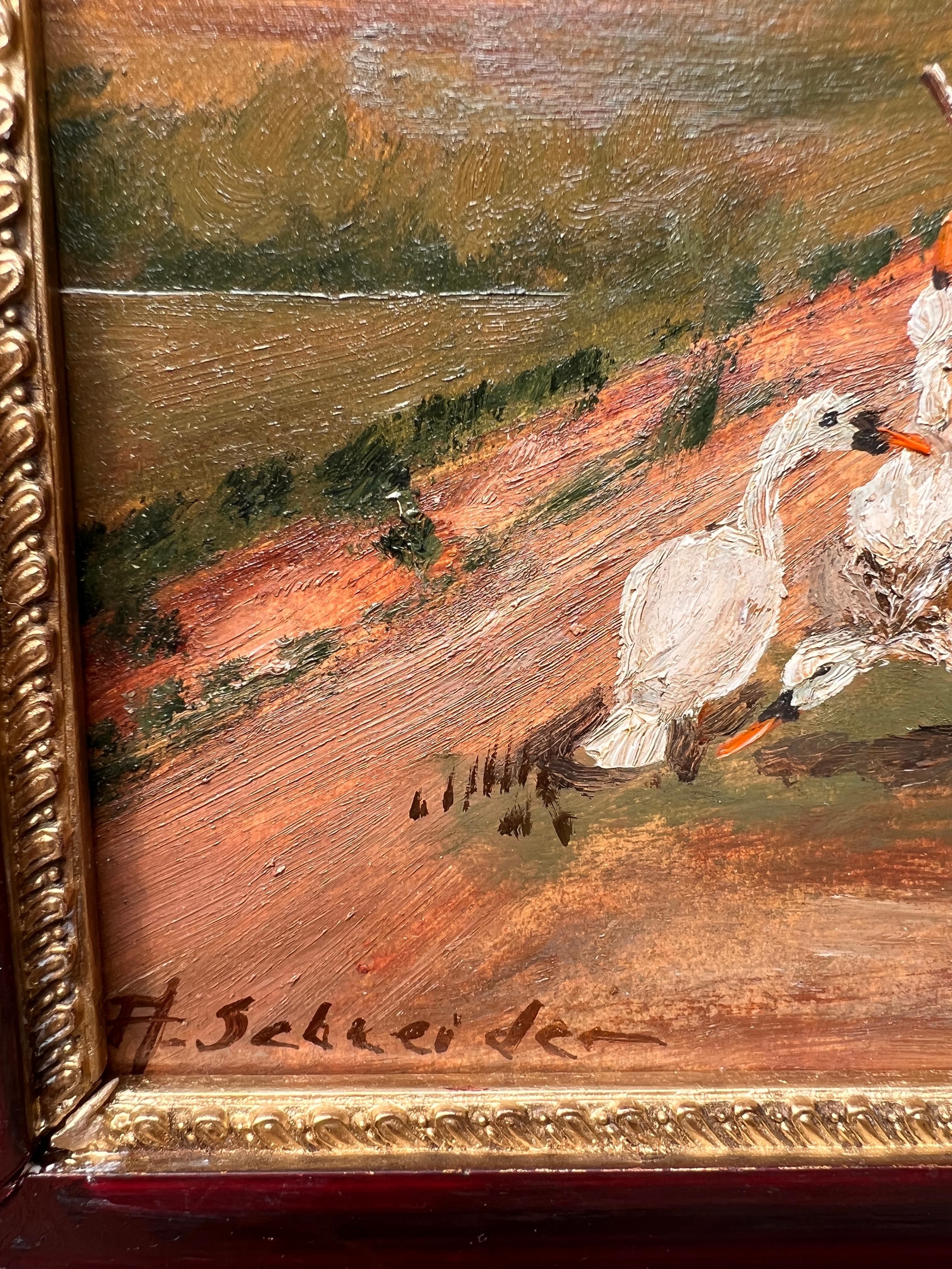 Listado Artista Americano Arthur Schneider (1866-1943 Antiguo Óleo sobre tabla Pintura en venta 7
