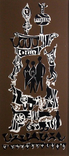 Arthur Schneider Brown Judaical Religious Themed Modern Lithograph Framed