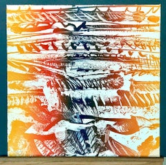 CANYON RAINBOW Signed Lithograph, Abstract Landscape, Yellow, Red, Navy, Orange