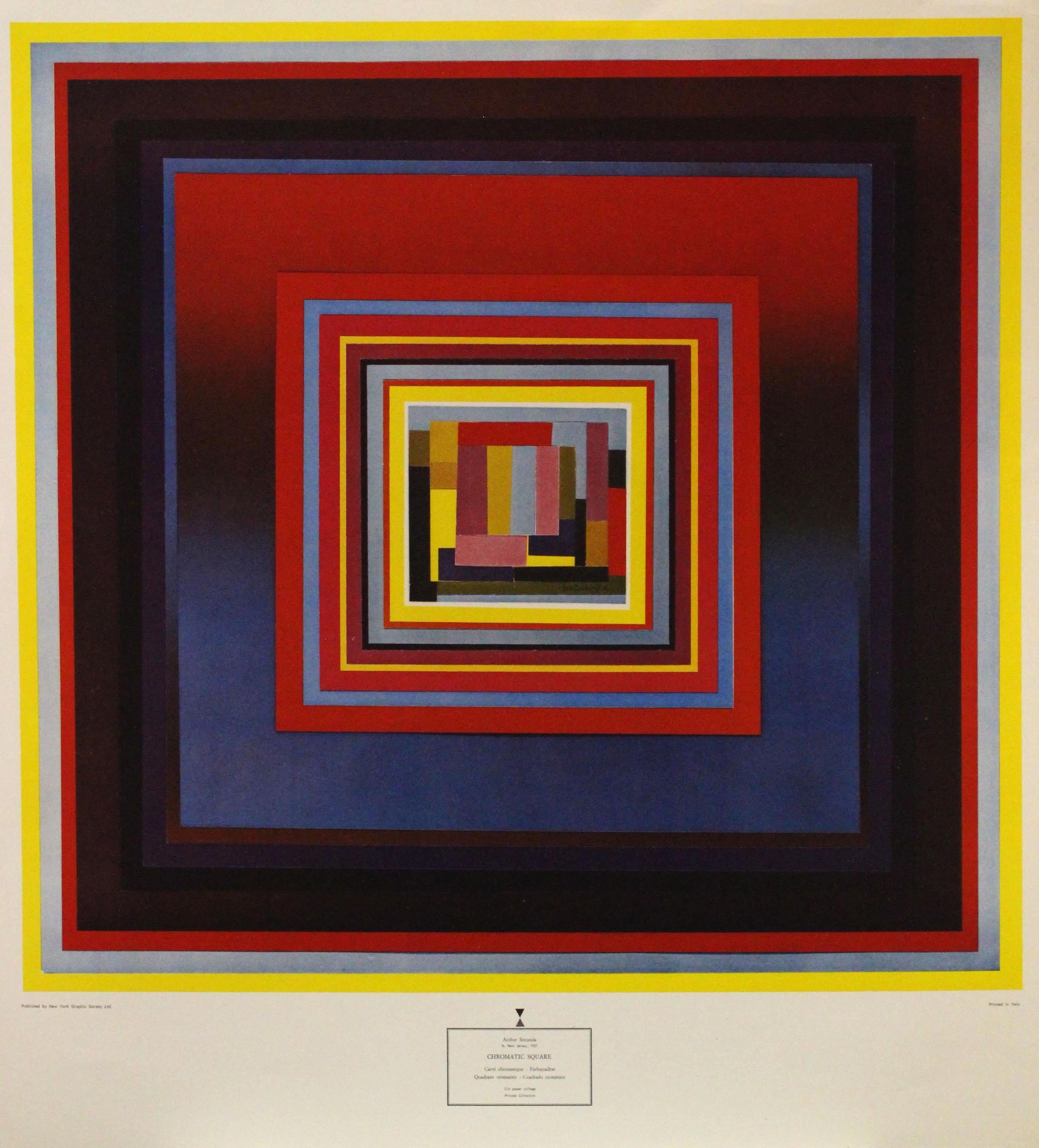 Print de Arthur Secunda - "Cuadrado Cromático" Publicado por New York Graphic Society. Impreso en Italia
