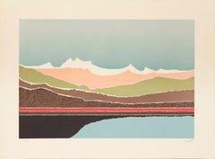 Lake, Psychedelic Landscape Serigraph by Arthur Secunda
