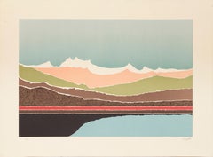 Lake, Psychedelic Landscape Serigraph by Arthur Secunda 