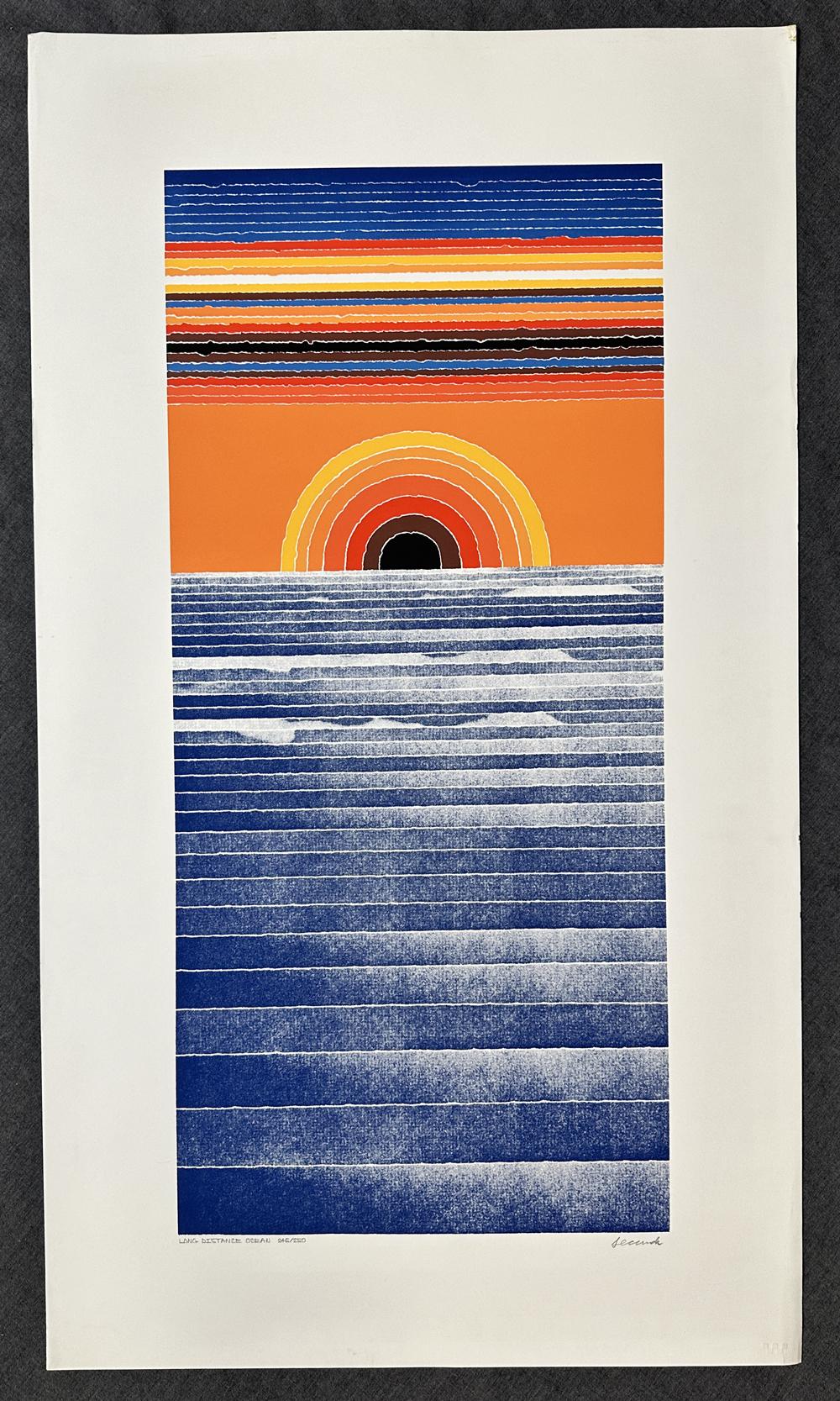 Oceano a lunga distanza 1980 Litografia firmata in edizione limitata - Print di Arthur Secunda