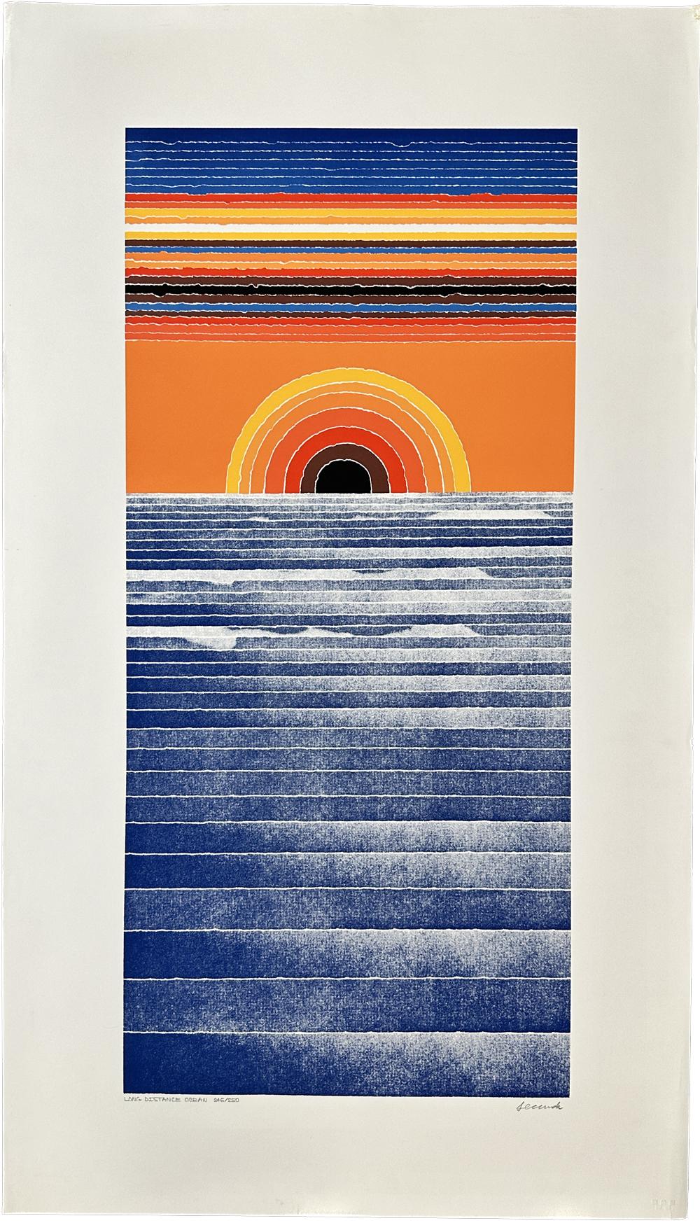 Arthur Secunda Abstract Print - Long Distance Ocean 1980