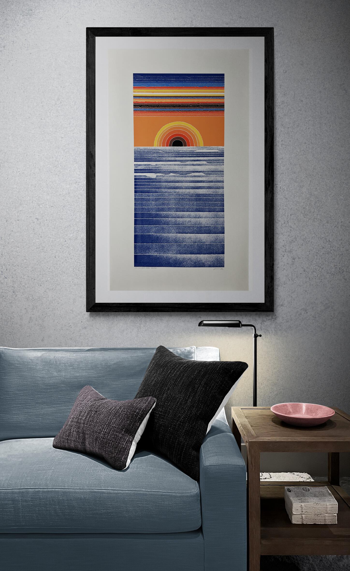 Oceano a lunga distanza 1980 Litografia firmata in edizione limitata - Print di Arthur Secunda