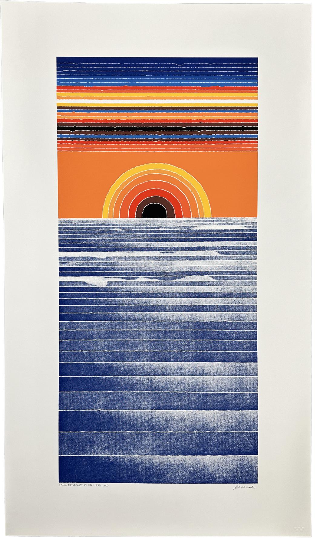 Abstract Print di Arthur Secunda - Oceano a lunga distanza 1980 Litografia firmata in edizione limitata