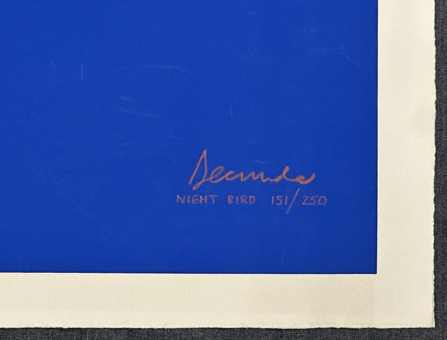 Night Bird, serigrafia firmata in edizione limitata - Abstract Print Blu di Arthur Secunda