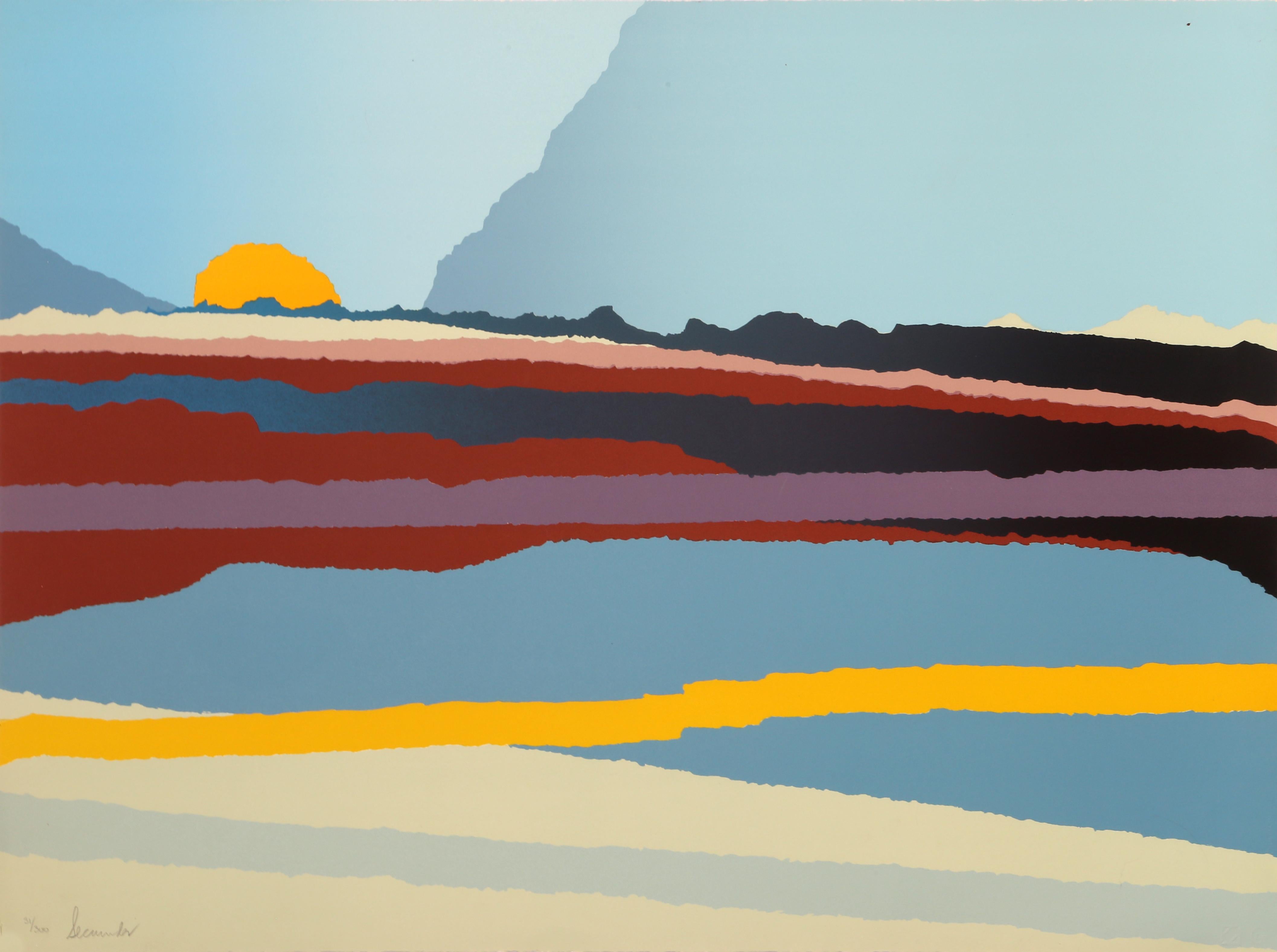 Landscape Print Arthur Secunda - Coucher du soleil