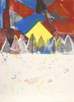 Winter Sunset, Abstract Lithograph by Arthur Secunda