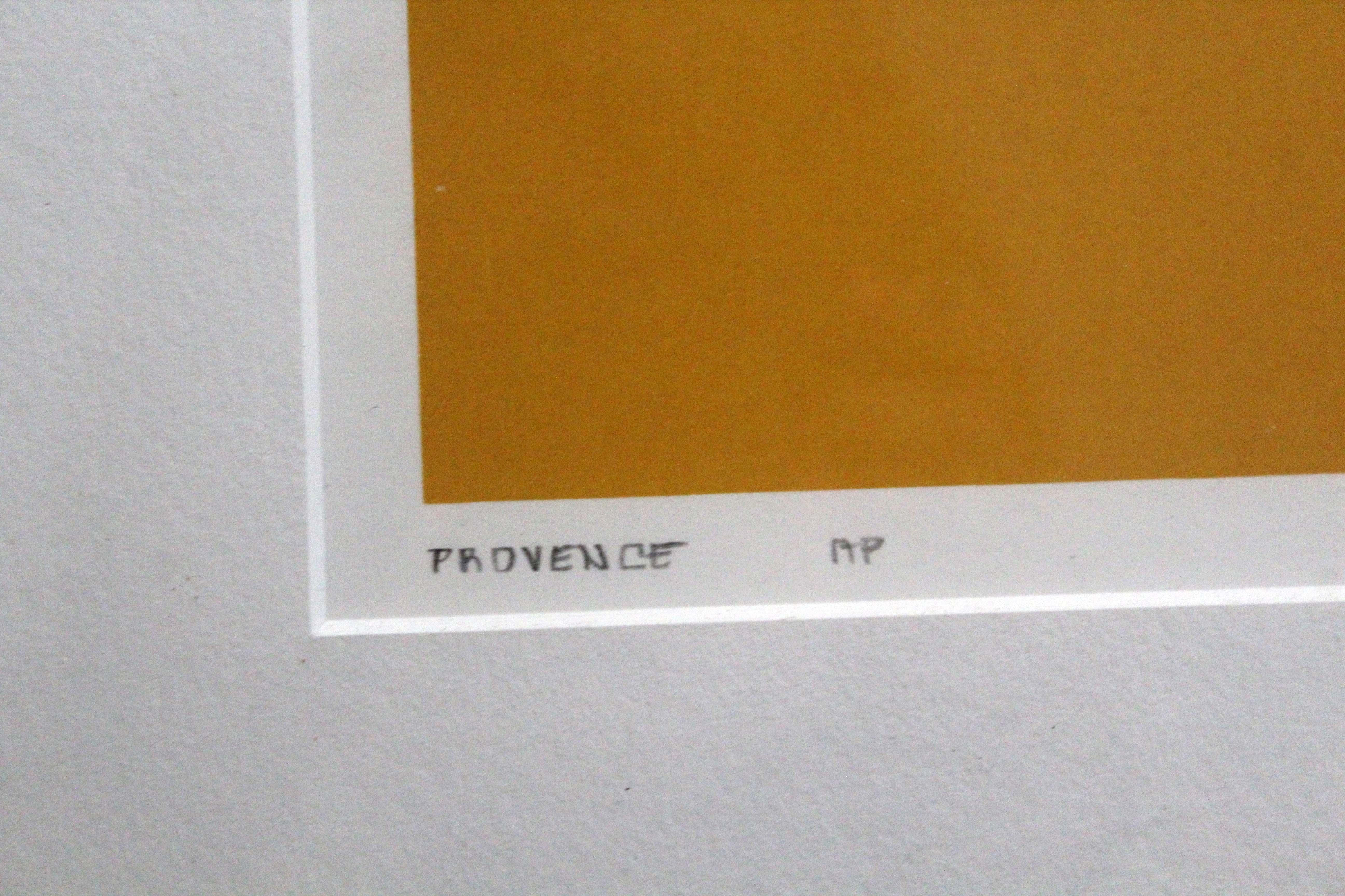 Sérigraphie sur papier encadrée Arthur Secunda Provence, signée AP, édition limitée, 1980 en vente 1