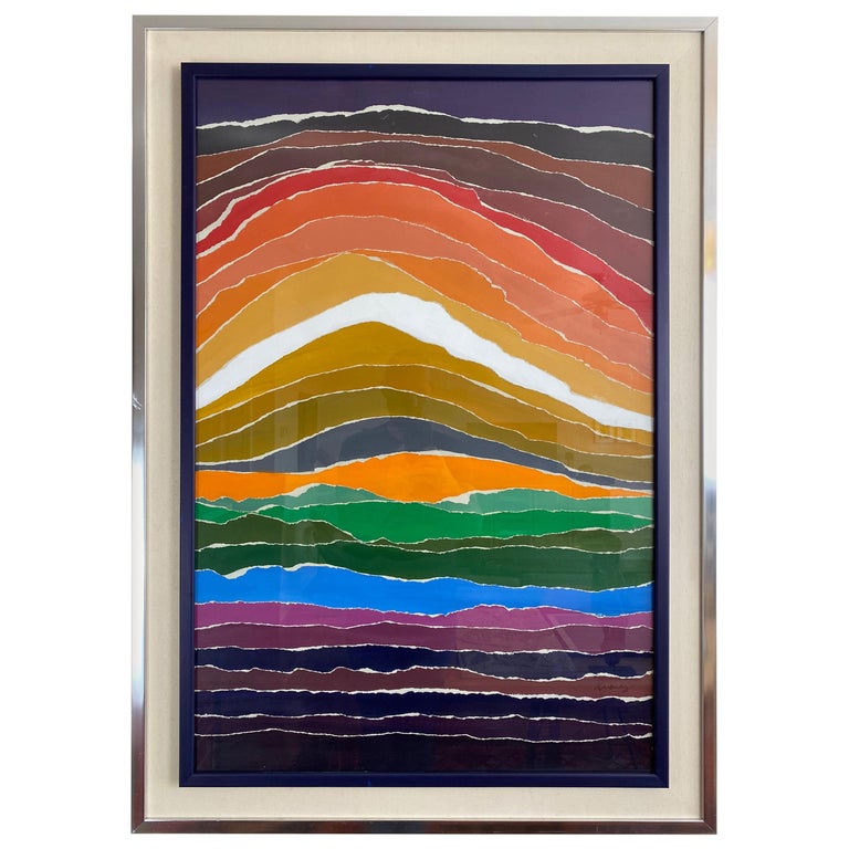 Arthur Secunda Style Modern Abstract Mixed Media Painting For Sale at