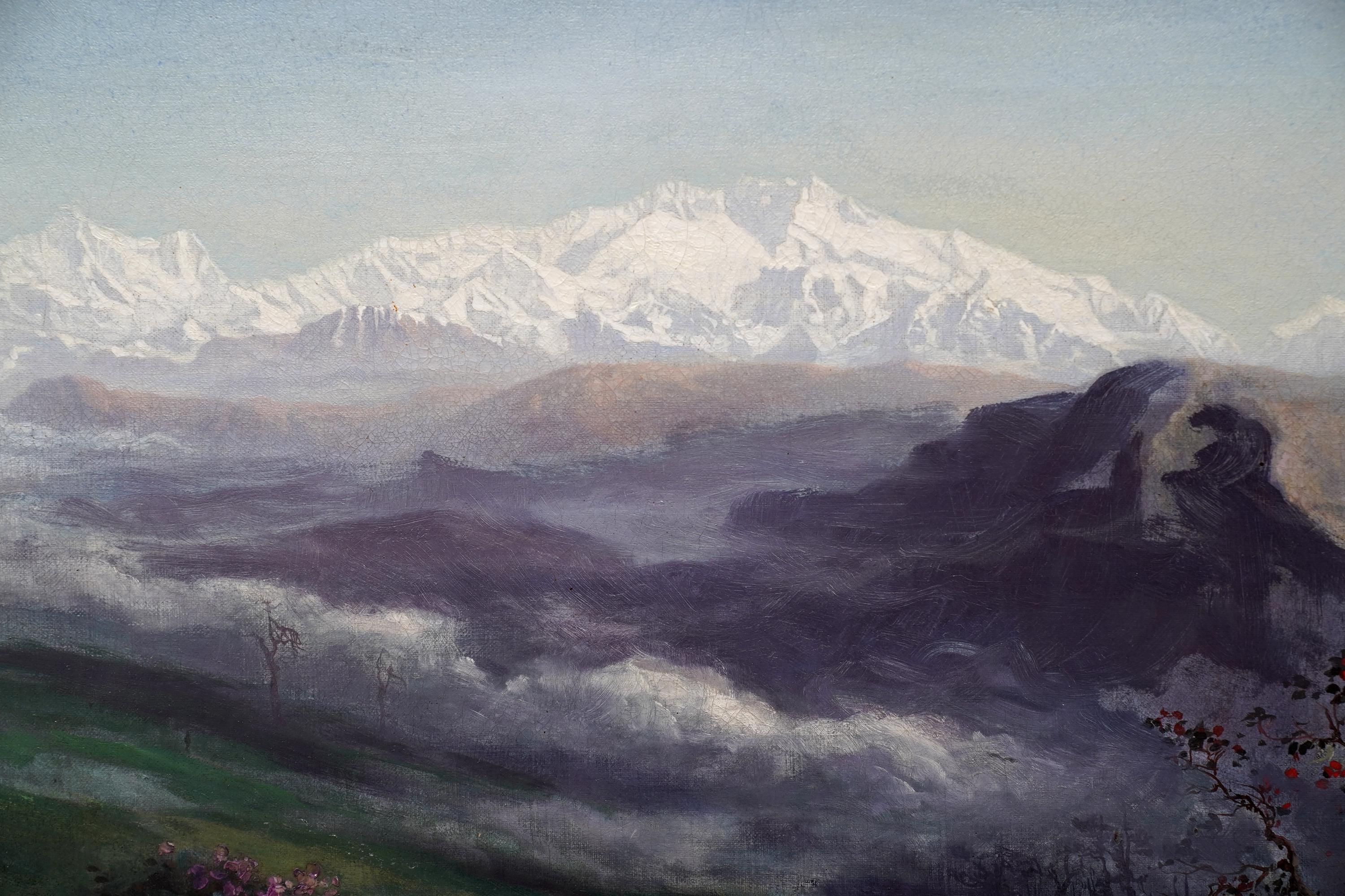 Landscape with Distant Mountains - British Victorian art landscape oil painting  For Sale 1