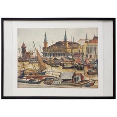 Arthur Shilstone "Belem:: Brésil" Aquarelle originale:: vers les années 1960