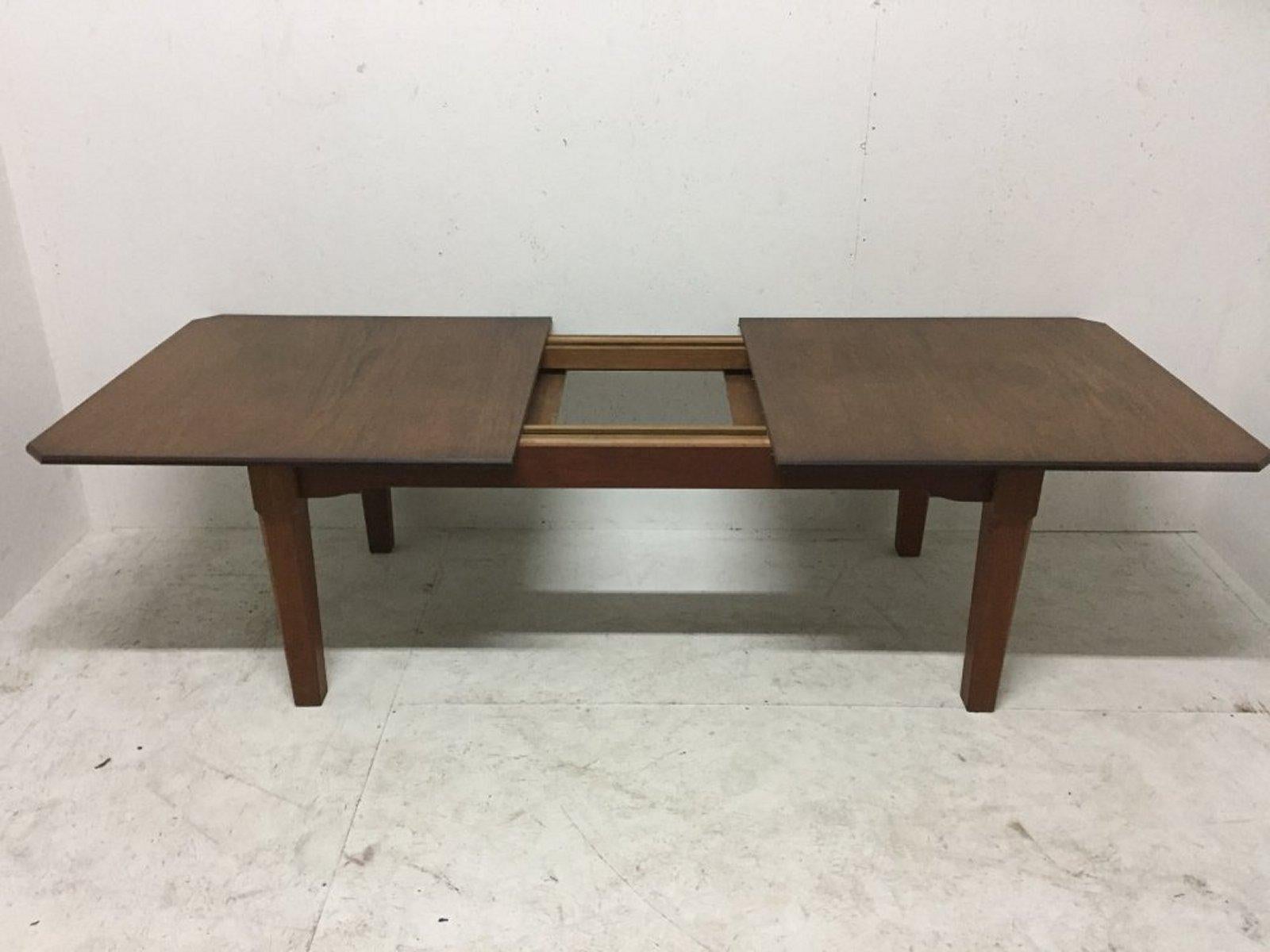 Hand-Crafted Arthur Simpson Attr an English Arts & Crafts Walnut Slide Extending Dining Table For Sale