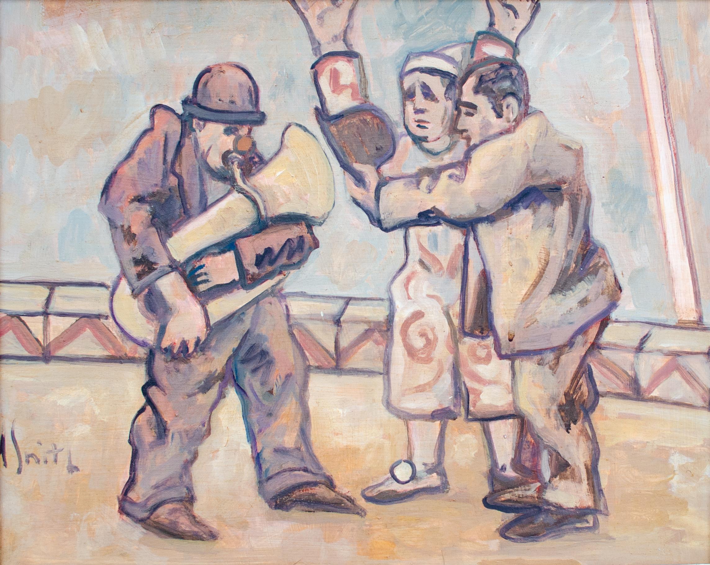 Arthur Smith (American, 1897-1972)
Untitled (Circus Figures), 20th century
Oil on board
16 x 19 3/4 in. 
Framed: 20 x 24 in. 
Signed lower left: A Smith

Arthur Smith is a listed American painter most famous for his paintings of sporting scenes,