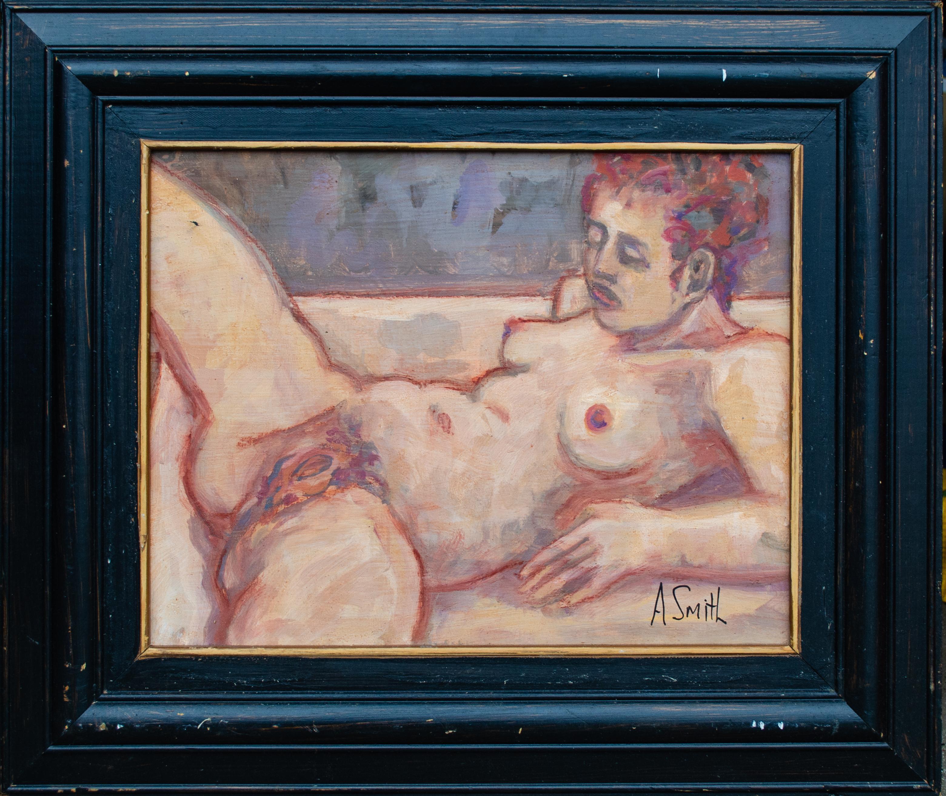 Arthur Smith (American, 1897-1972)
Untitled (Nude), 20th century
Oil on board
11 1/8 x 14 in. 
Framed: 17 x 20 in. 
Signed lower right: A Smith

Arthur Smith is a listed American painter most famous for his paintings of sporting scenes, particularly