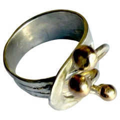 Arthur Smith Anello Modernista di New York in argento sterling e vermeil d'oro