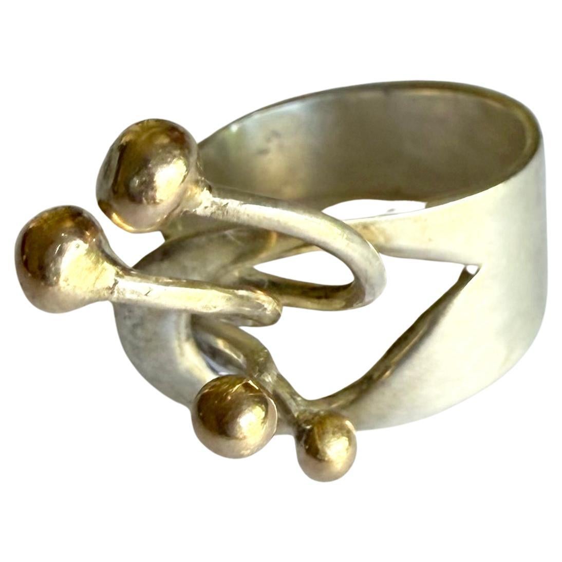 Arthur Smith Anello Modernista di New York in argento sterling e vermeil d'oro In condizioni buone in vendita a Palm Springs, CA