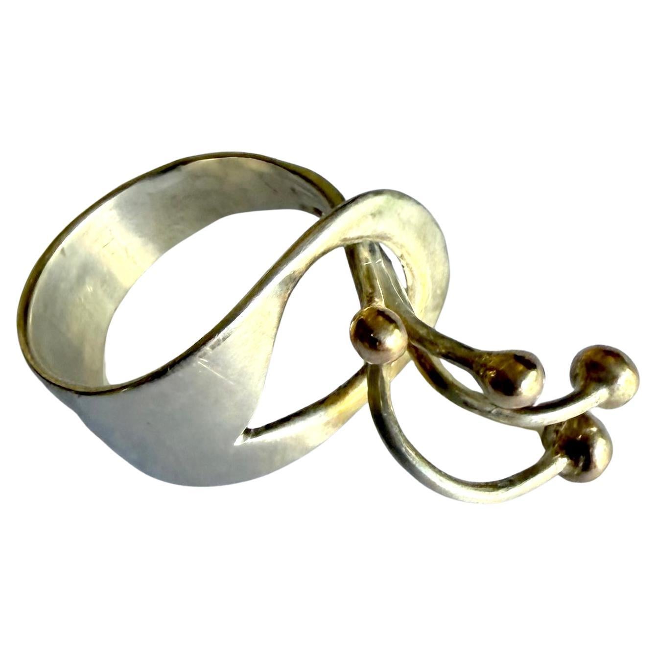 da uomo o donna Arthur Smith Anello Modernista di New York in argento sterling e vermeil d'oro in vendita