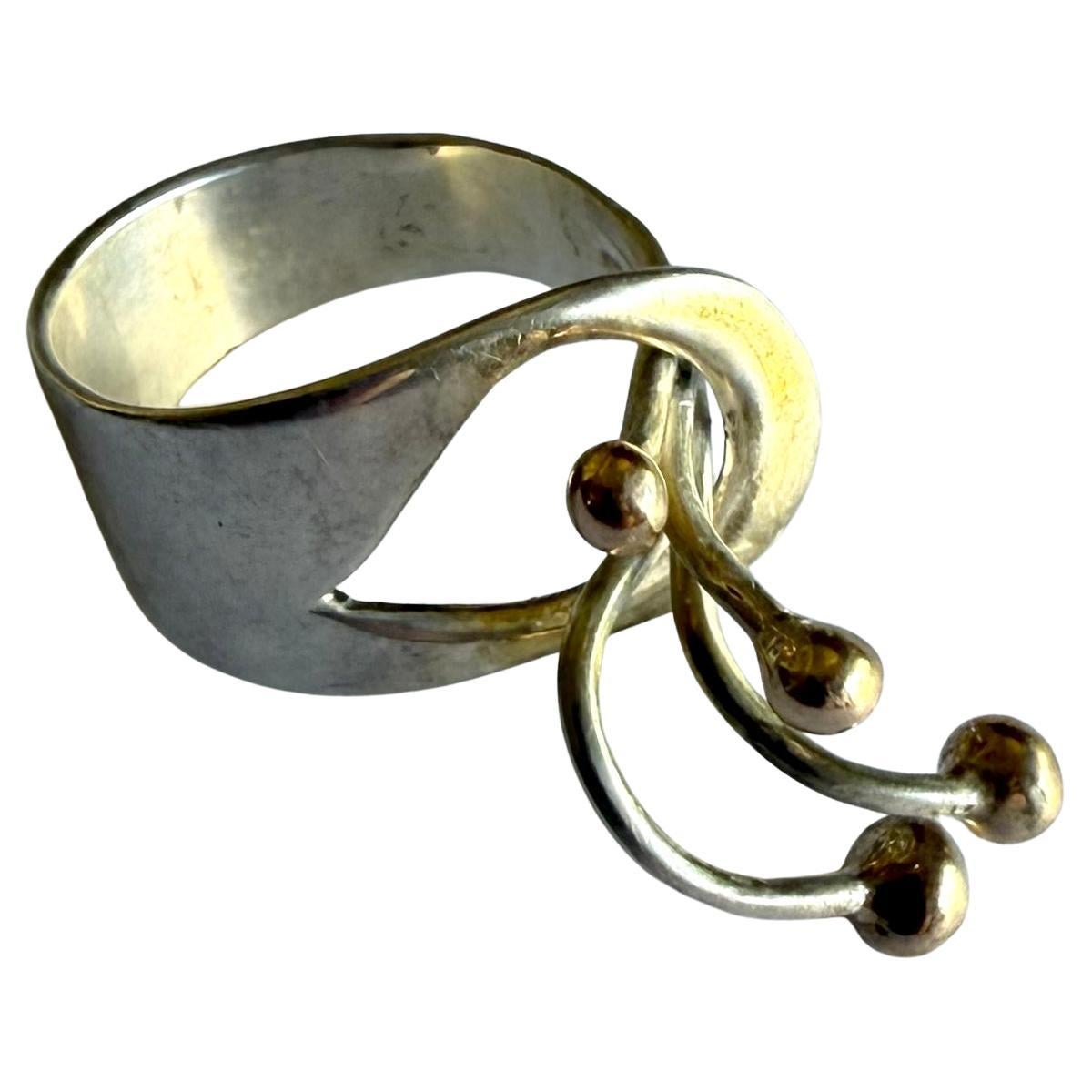 Arthur Smith Anello Modernista di New York in argento sterling e vermeil d'oro in vendita 3