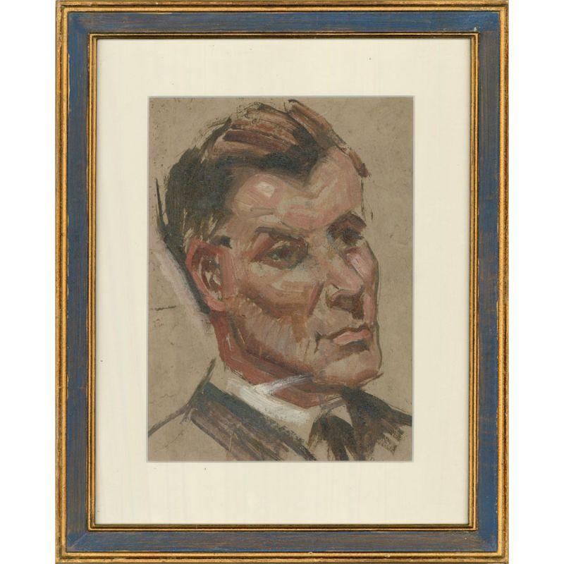Un affascinante ritratto a olio di un uomo nel tipico stile di Spooner con una pennellata caratteristica, vestito con una camicia elegante. Provenienza: Bonhams, The Chester Sale, 13 giugno 2021. Senza segno. A bordo.
