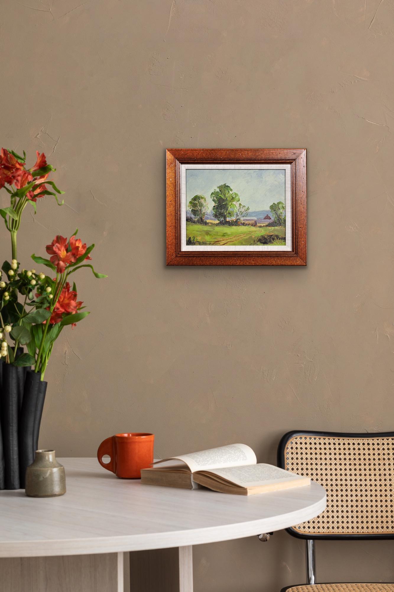 Framed Impasto En Plein Air Post Impressionist Oil Painting Of Rural Derbyshire For Sale 11