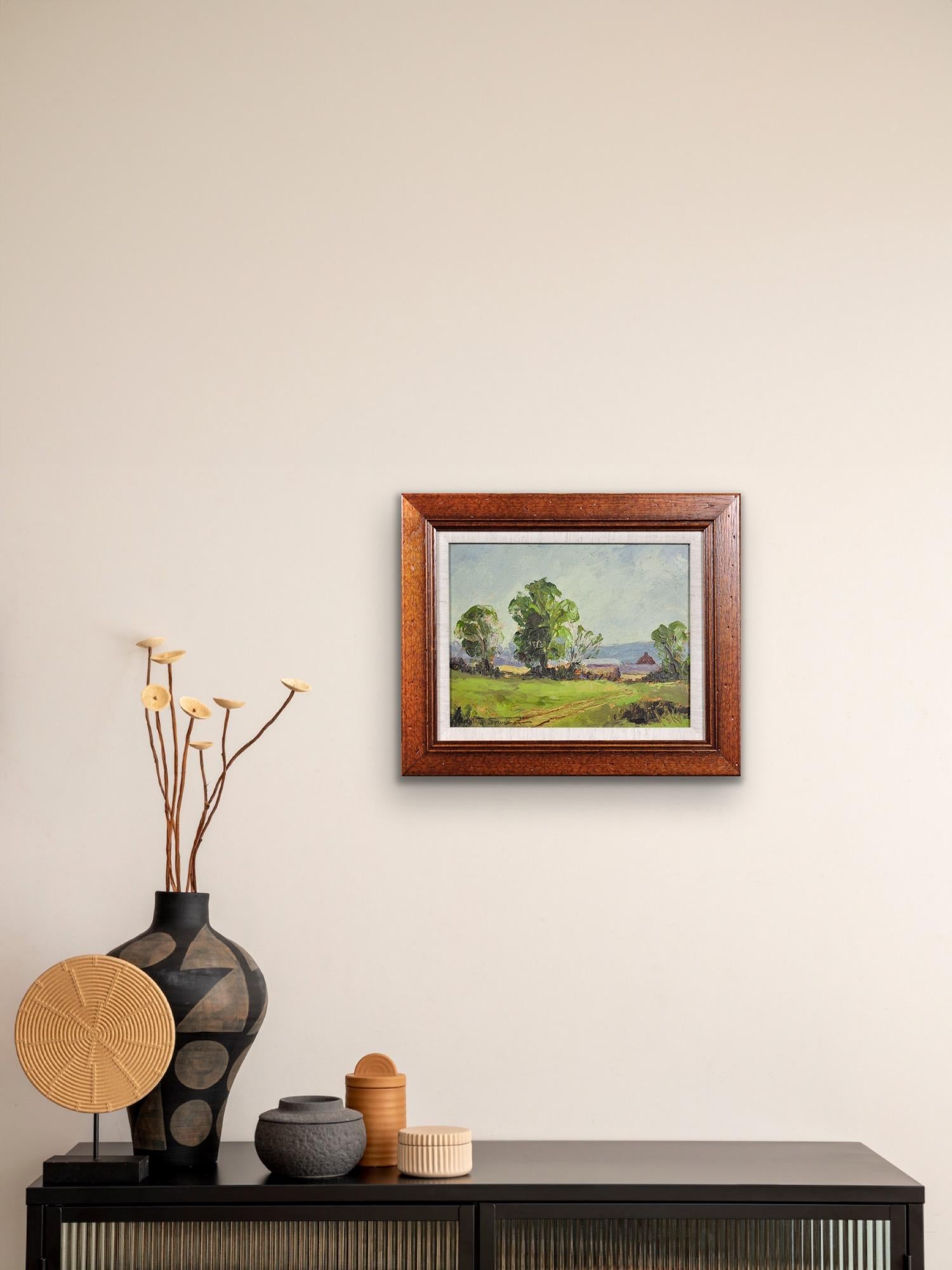 Framed Impasto En Plein Air Post Impressionist Oil Painting Of Rural Derbyshire For Sale 12