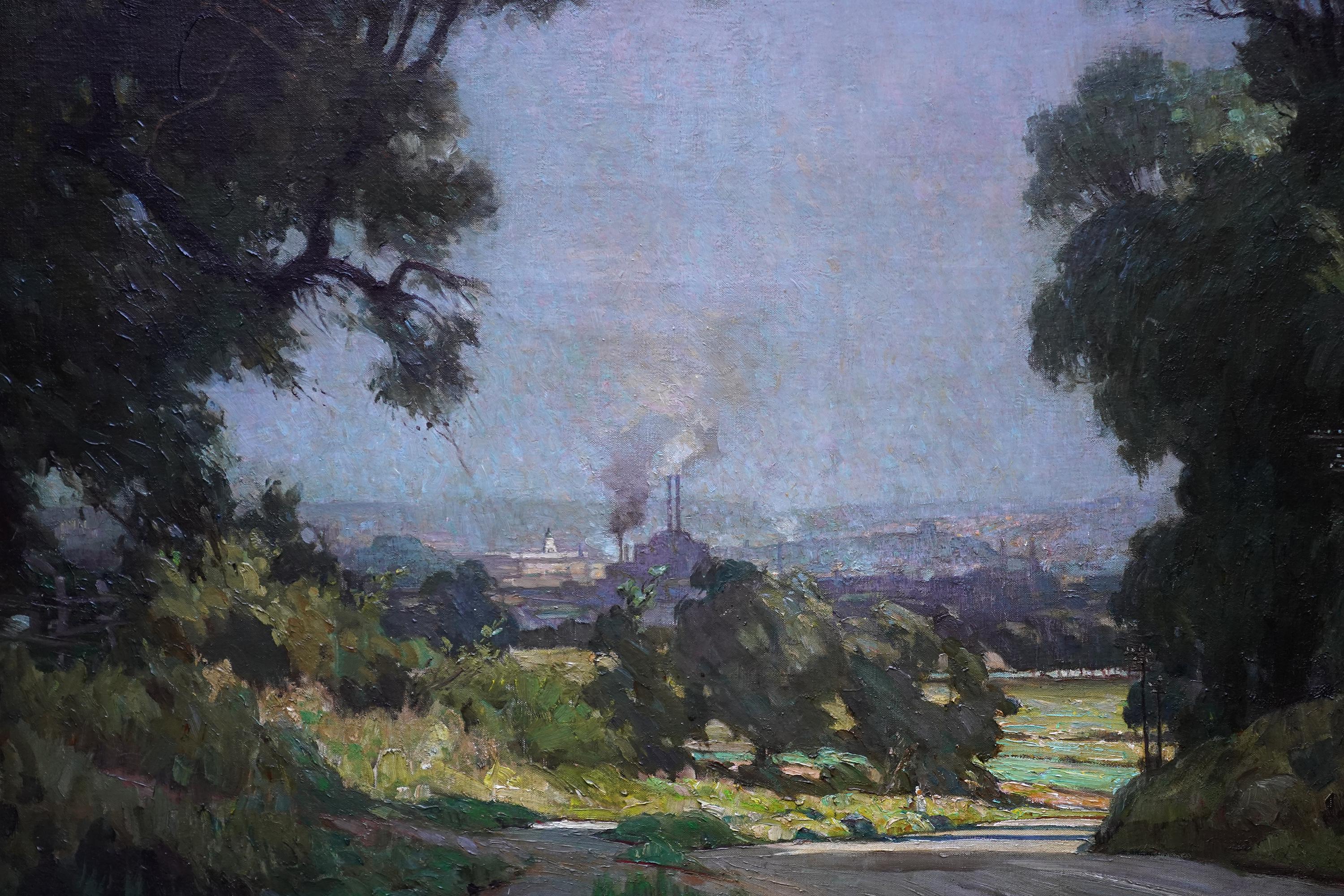 Nottingham desde Clifton Hall - Paisaje impresionista británico de los años 40 pintado al óleo - Painting Impresionista de Arthur Spooner