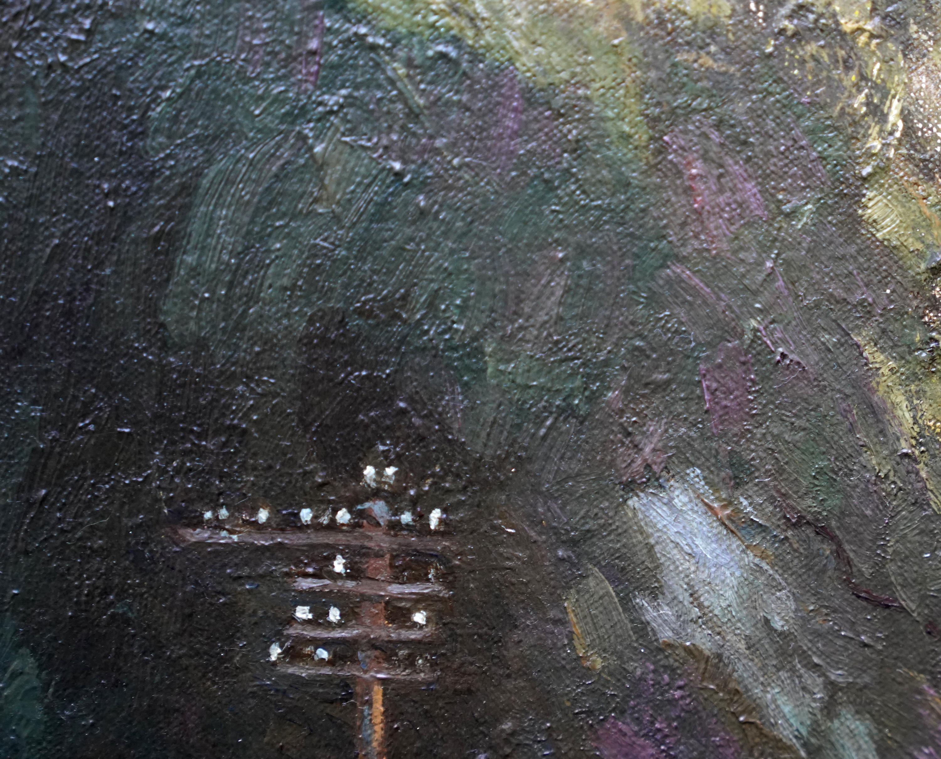 Nottingham desde Clifton Hall - Paisaje impresionista británico de los años 40 pintado al óleo en venta 2