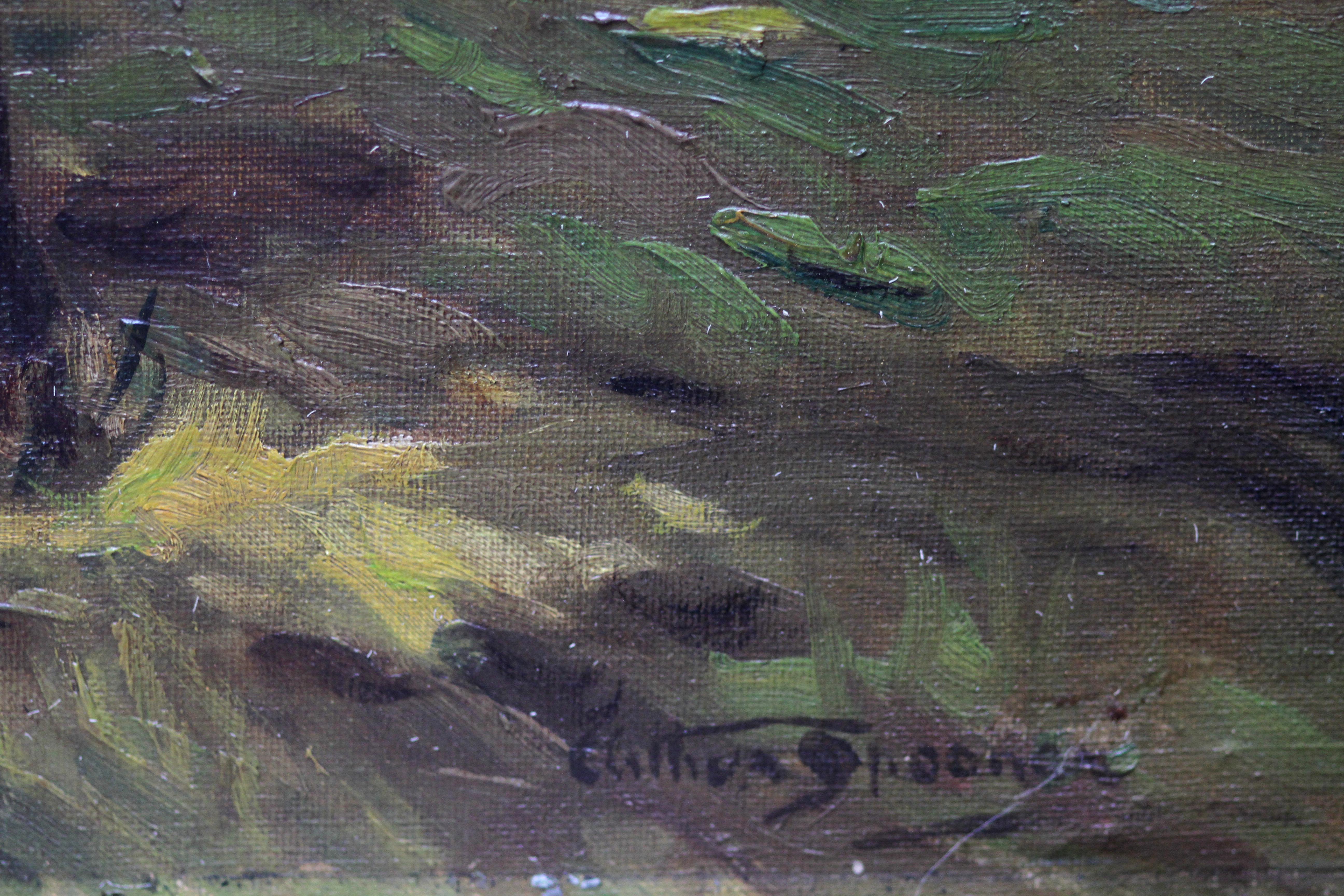 Portrait de chevaux à la lumière du soleil décalé - peinture à l'huile impressionniste britannique des années 30 en vente 6