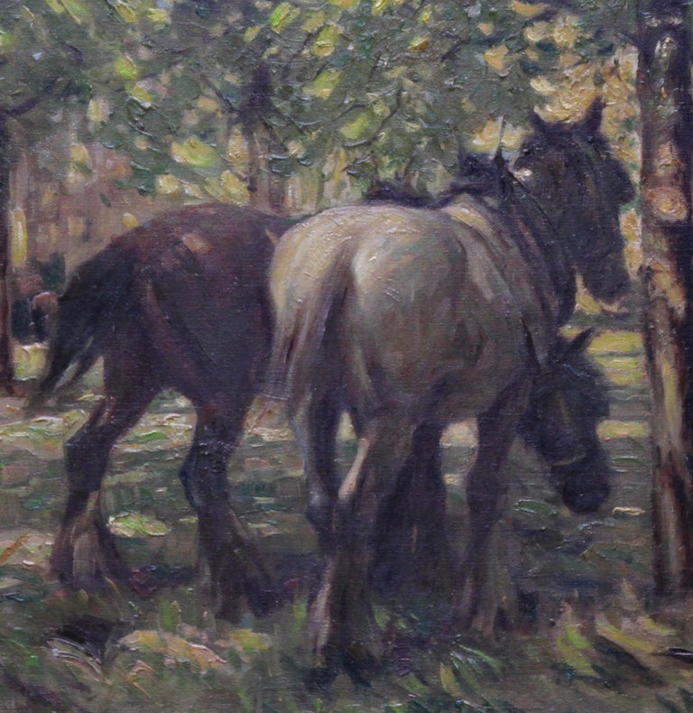 Arthur Spooner Portrait of Horses in Dappled Sunlight British 30's