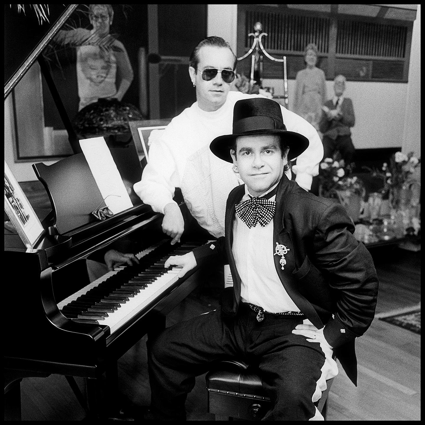 Arthur Steel Black and White Photograph - Rocket Men Bernie Taupin and Elton John 1985 limited edition photograph