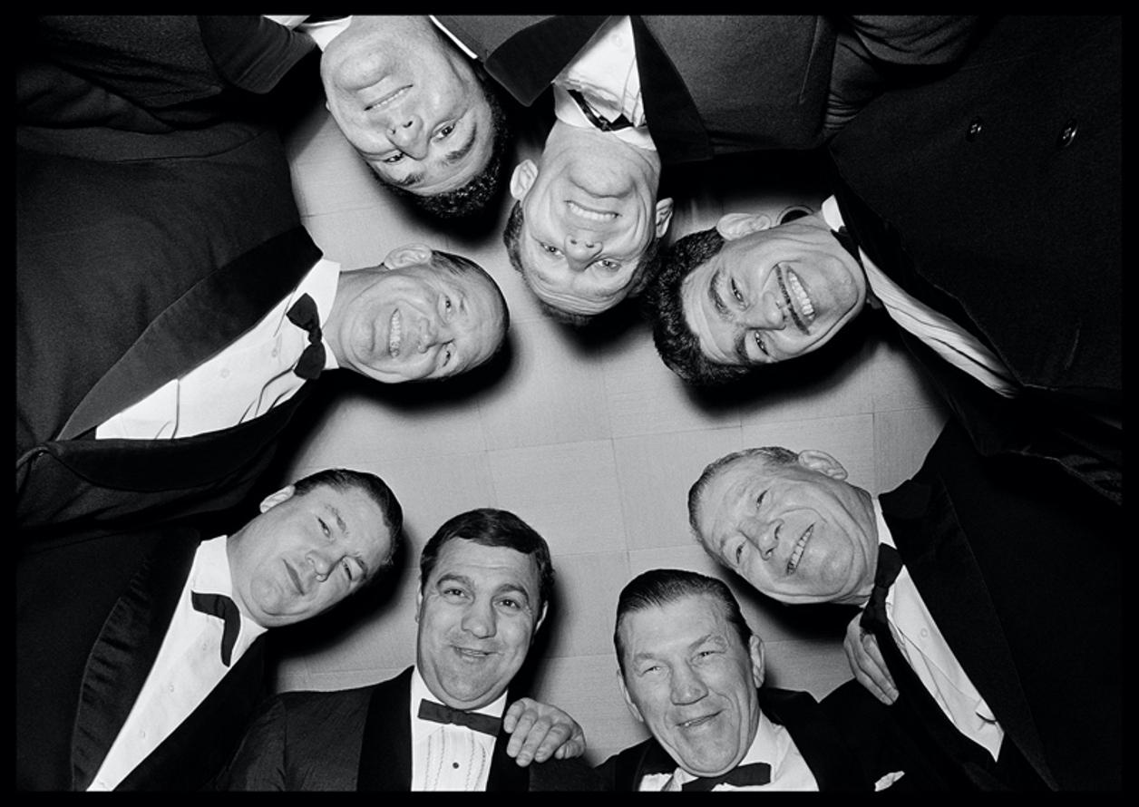 The Ring 

by Arthur Steel

British heavyweight boxers Don Cockell, Jack Peterson, Jo Erskine, Henry Cooper, Jack Gardner, Len Harvey & Tommy Farr honour American heavyweight boxer Rocky Marciano at The Hilton Hotel, London 1965.

Arthur recalls: “I