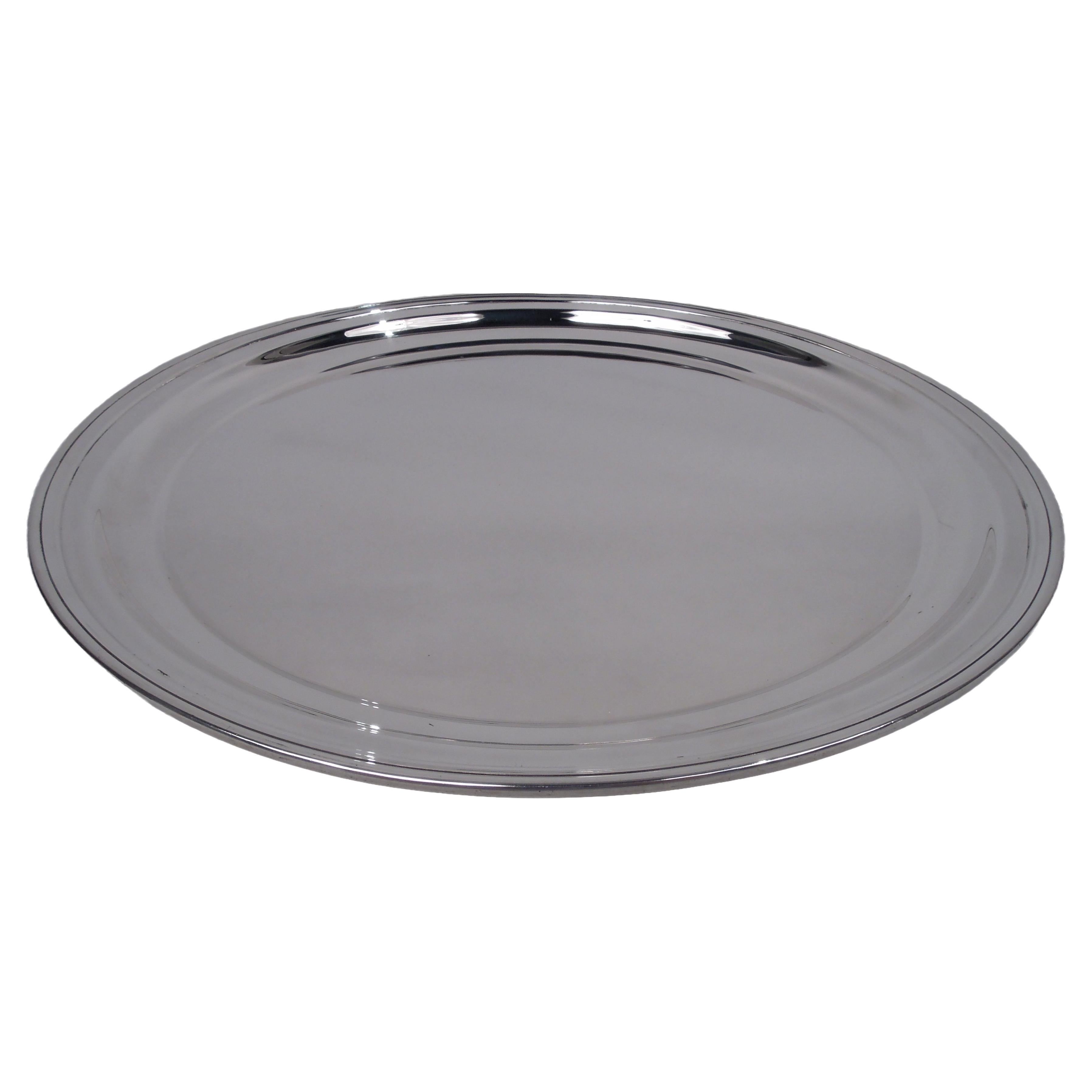 Arthur Stone American Modern Sterling Silver 12-Inch Round Tray For Sale