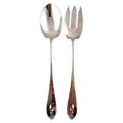 Arthur Stone Arts & Crafts Sterling Silver Koifish Serving Spoon and Fork #18643