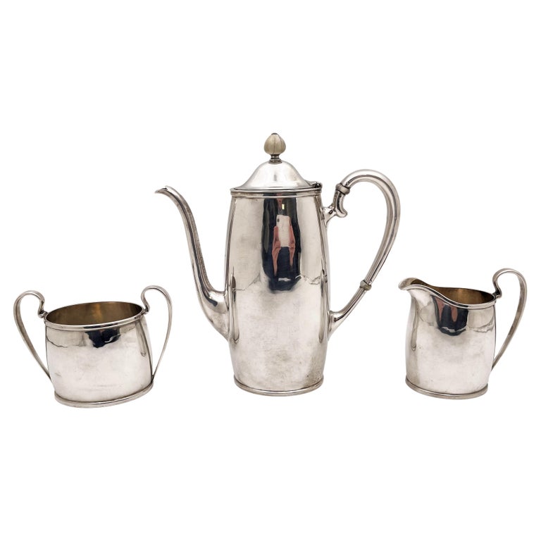Arthur Stone Sterling Silver Arts and Crafts Hammered 3Piece Demitasse