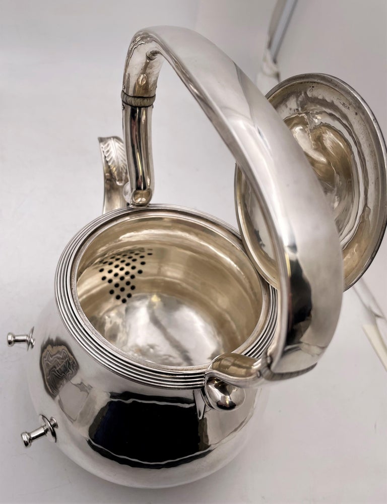 Arthur Stone Sterling Silver Arts and Crafts Hammered Kettle on Stand