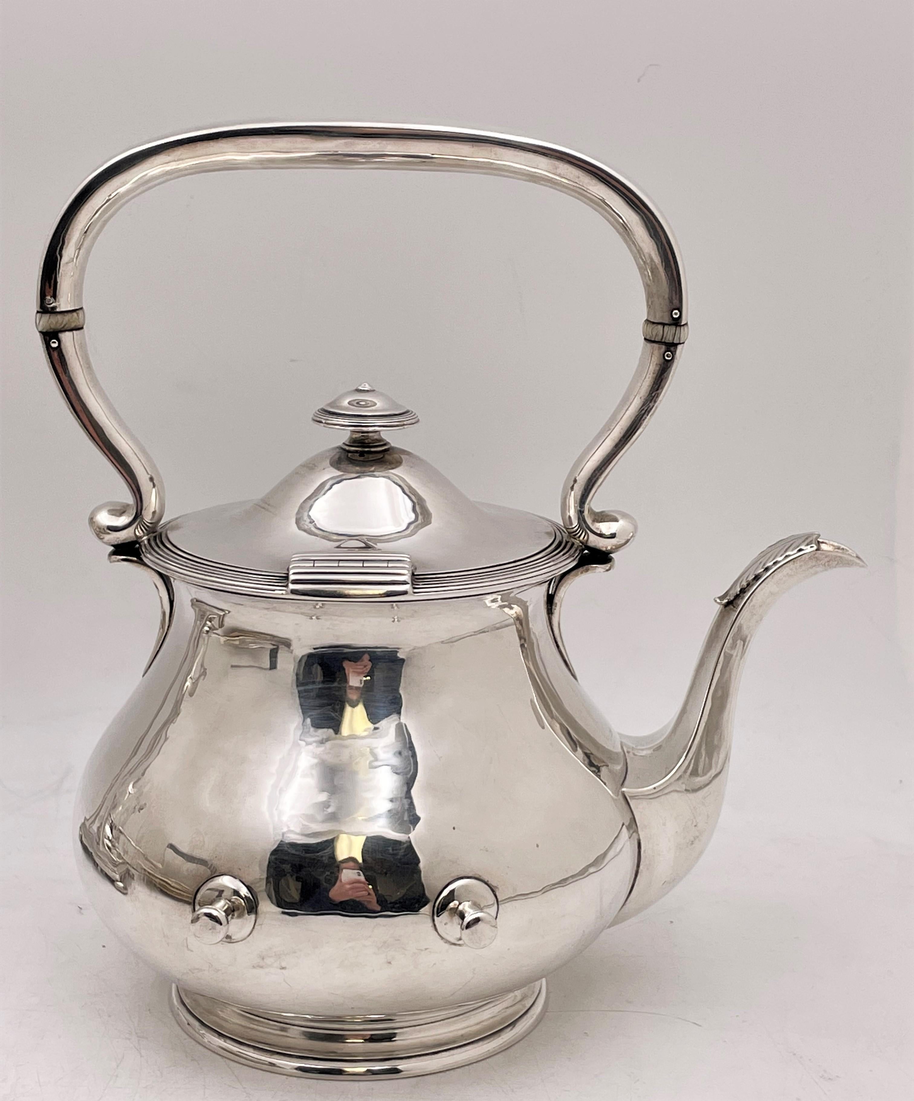 Arthur Stone Sterling Silver Arts & Crafts Hammered Kettle on Stand In Good Condition For Sale In New York, NY