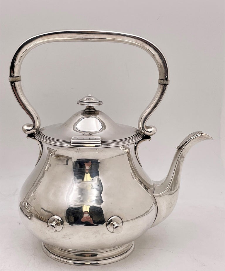 Arthur Stone Sterling Silver Arts and Crafts Hammered Kettle on Stand