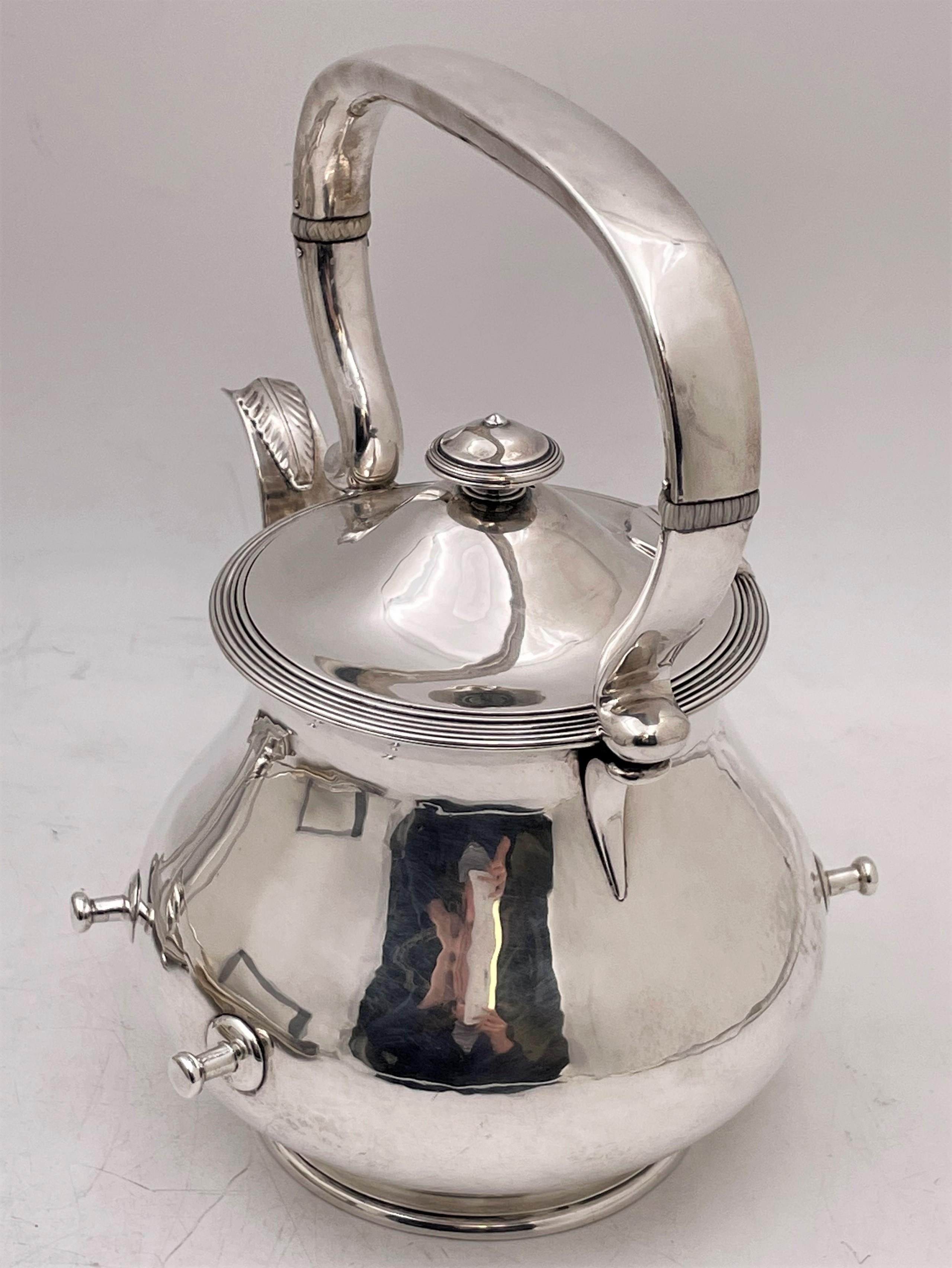 Arthur Stone Sterling Silver Arts & Crafts Hammered Kettle on Stand For Sale 1