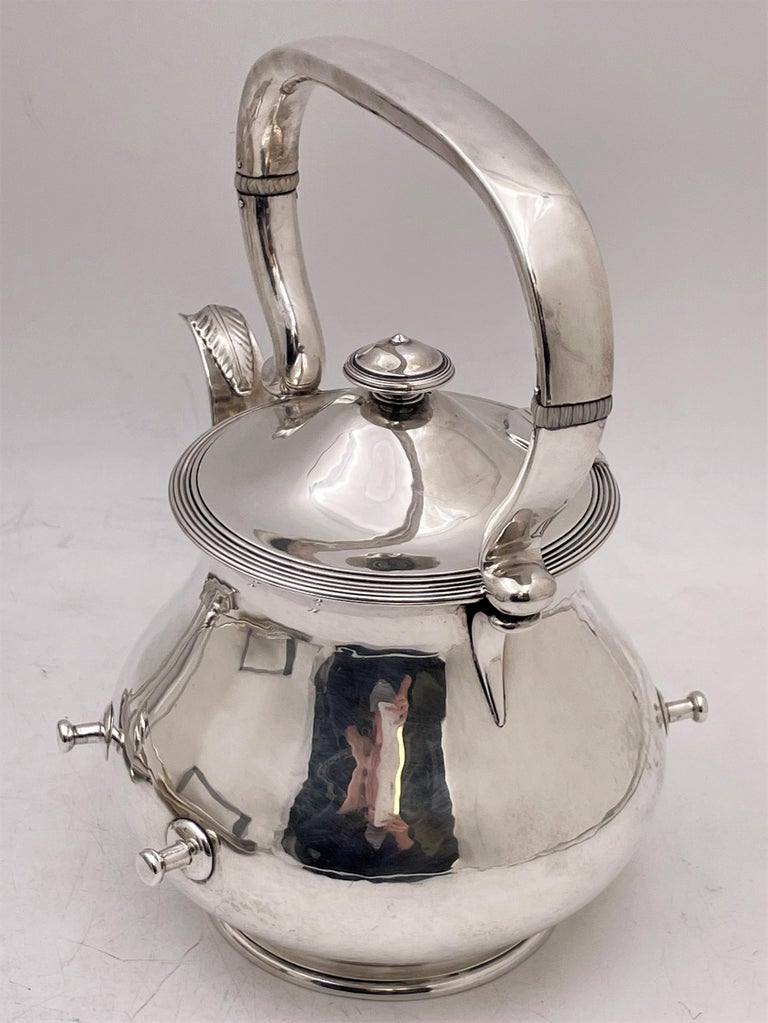 Arthur Stone Sterling Silver Arts and Crafts Hammered Kettle on Stand