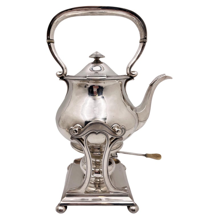 Arthur Stone Sterling Silver Arts and Crafts Hammered Kettle on Stand